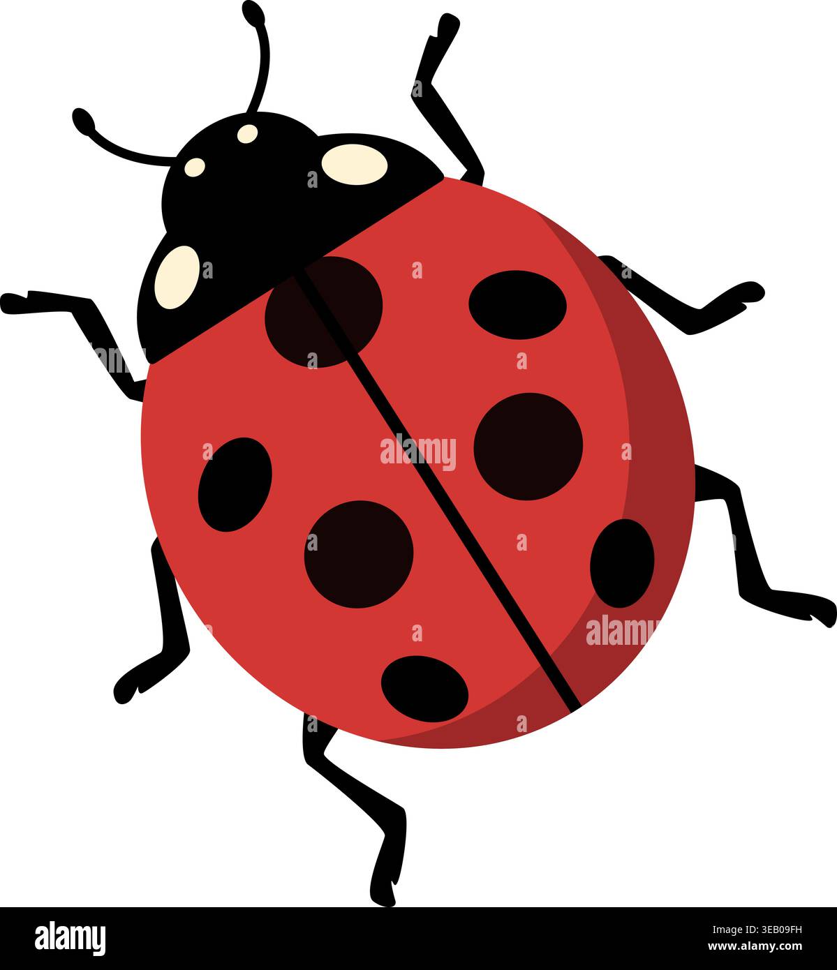 simple cute red ladybug vector illustration, top down view Stock Vector