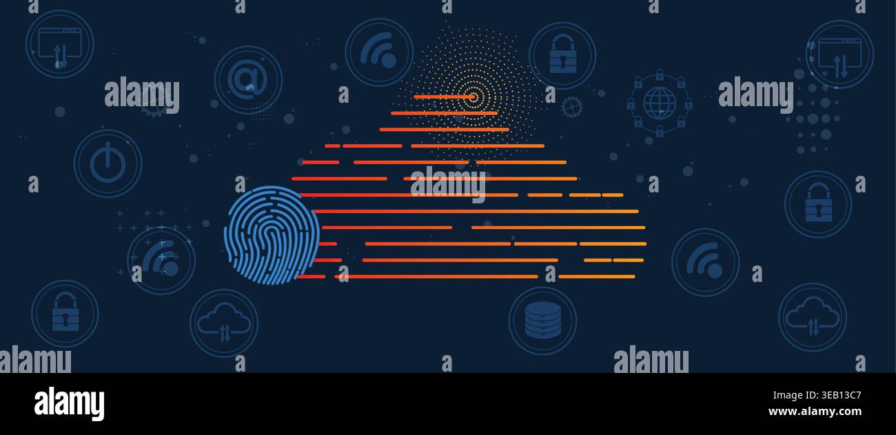 Cybersecurity data protection blocks hacker inside compromised network security Stock Vector