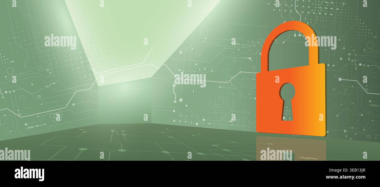 Cybersecurity data protection blocks hacker inside compromised network security Stock Vector