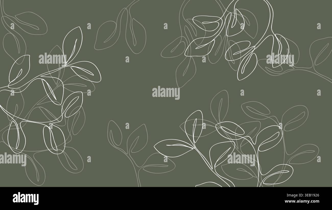 Nature Leaves Continuous Line Art Drawing Background Illustration ...
