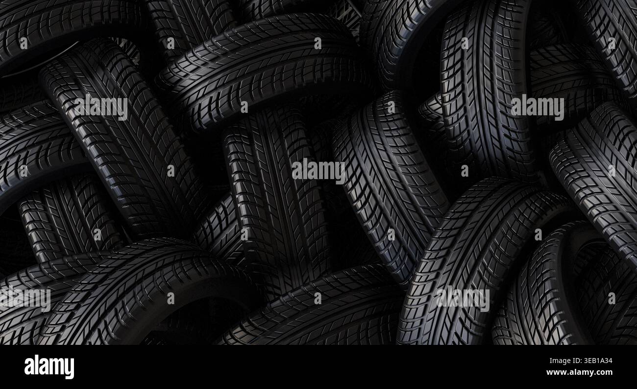 3d tires dark, textured background Stock Photo