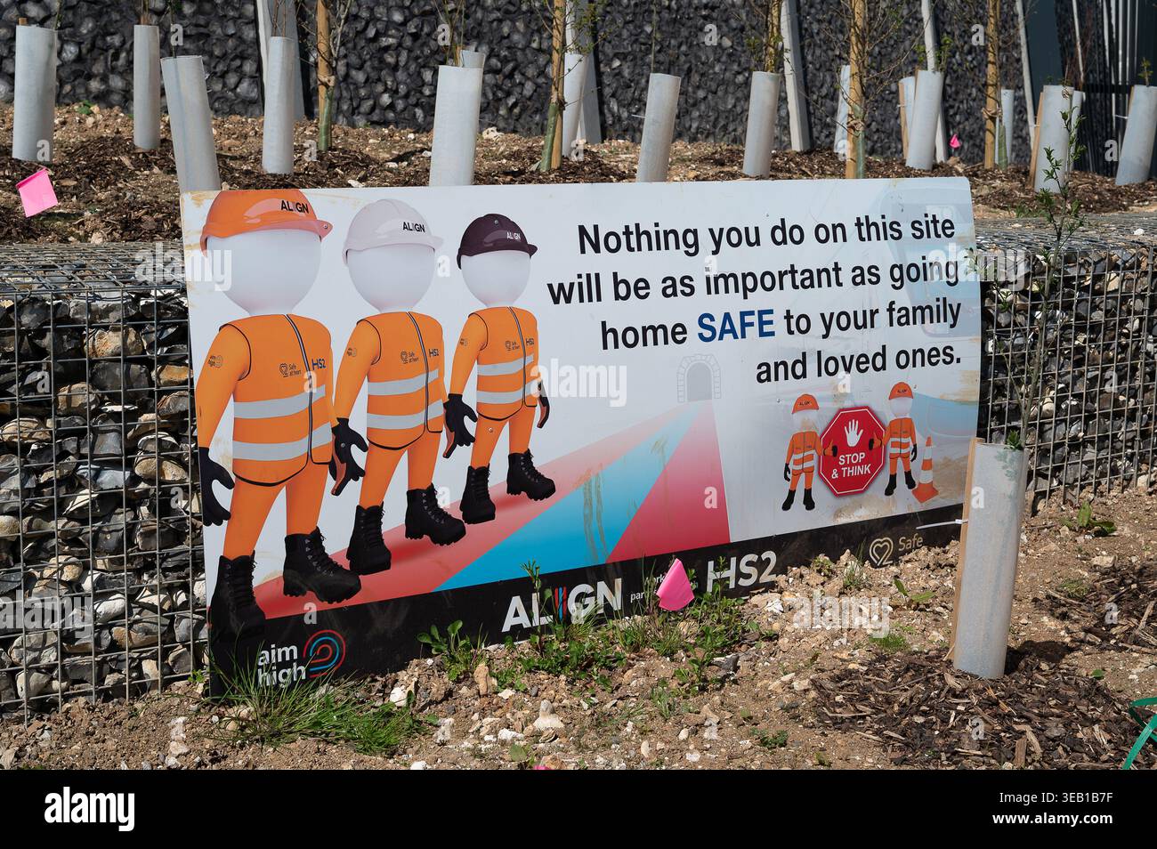 Hs2 Windscreen Sign Amersham, Buckinghamshire, UK. 23rd April, 2026. An Align and HS2 ...