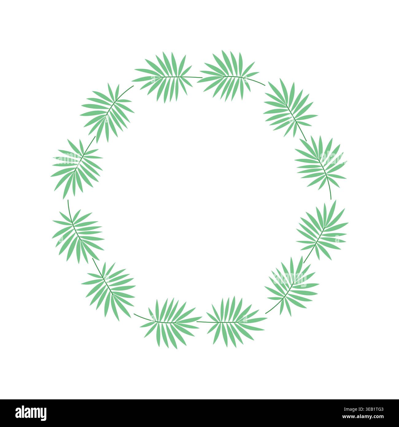 Palm wreath vector flat botanical frame circle leaf border invitation template Stock Vector