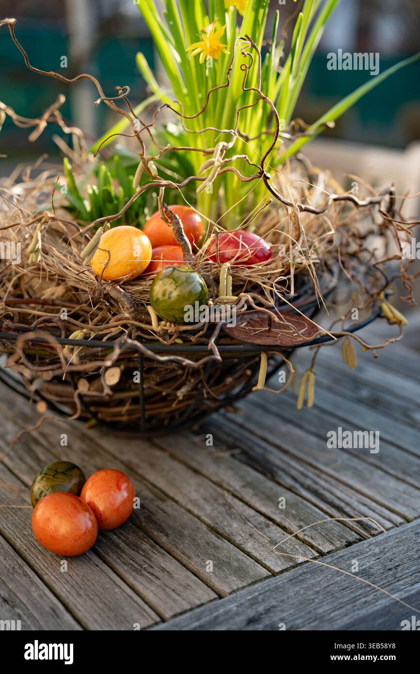 easter nest, easter eggs, easter decoration, easters, easter egg, easter decorations Stock Photo