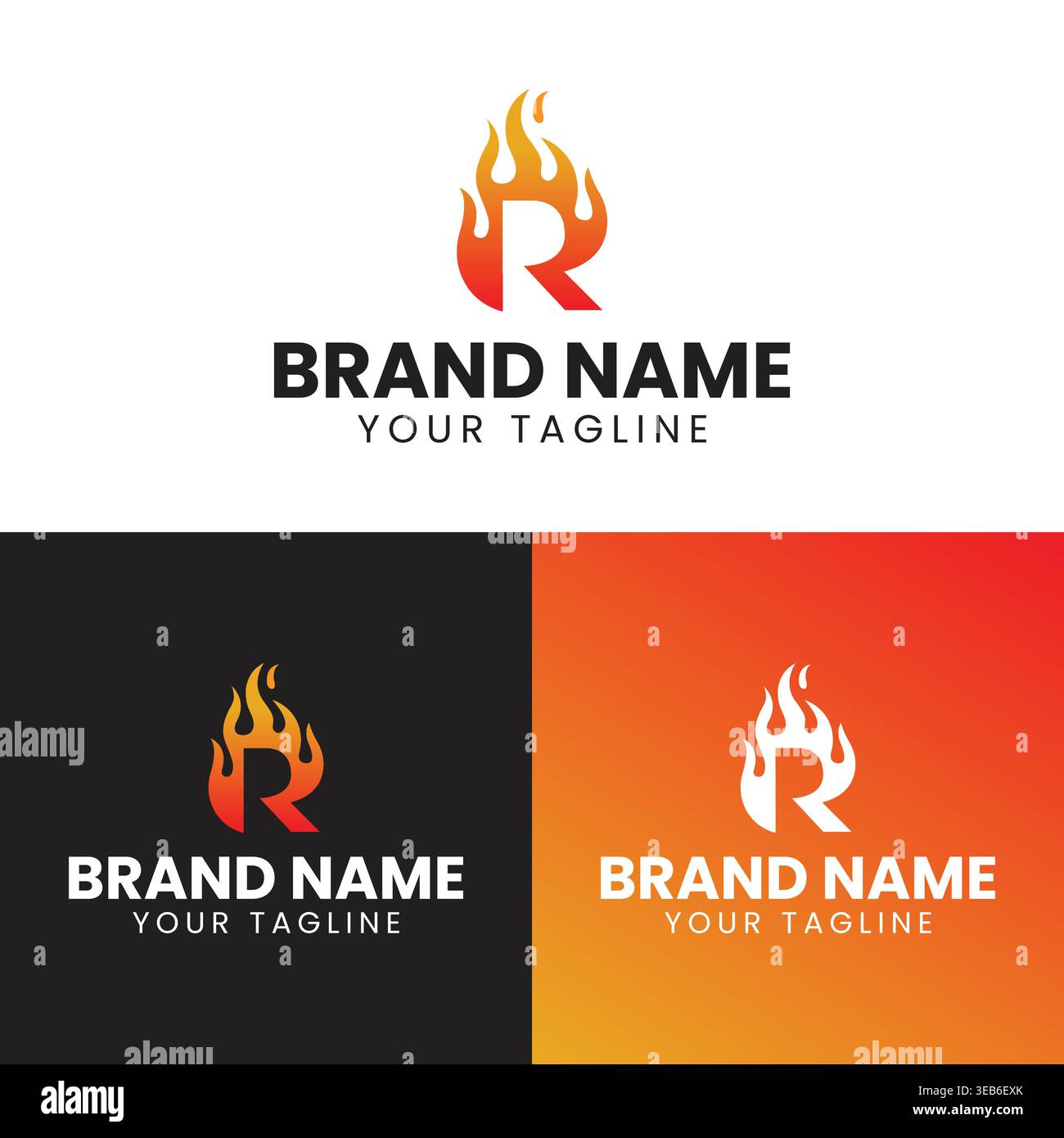 Modern Letter R Fire Flame Creative Abstract Initial R Burn Icon ...