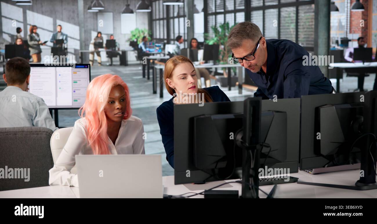 Manager Leads Diverse Team Training On Secure Document Management System. Stock Photo