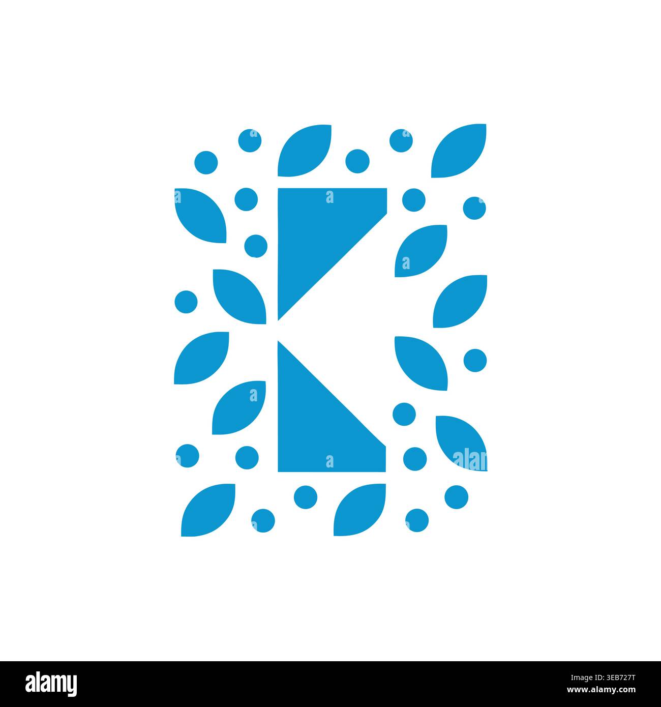 Blue Leafy Letter K Icon Stock Vector