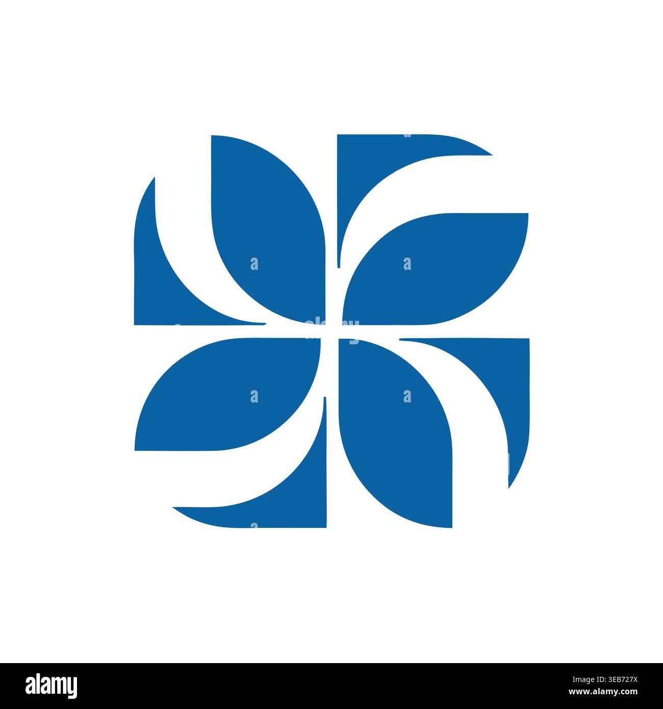 Blue Symmetrical Pinwheel Square Stock Vector