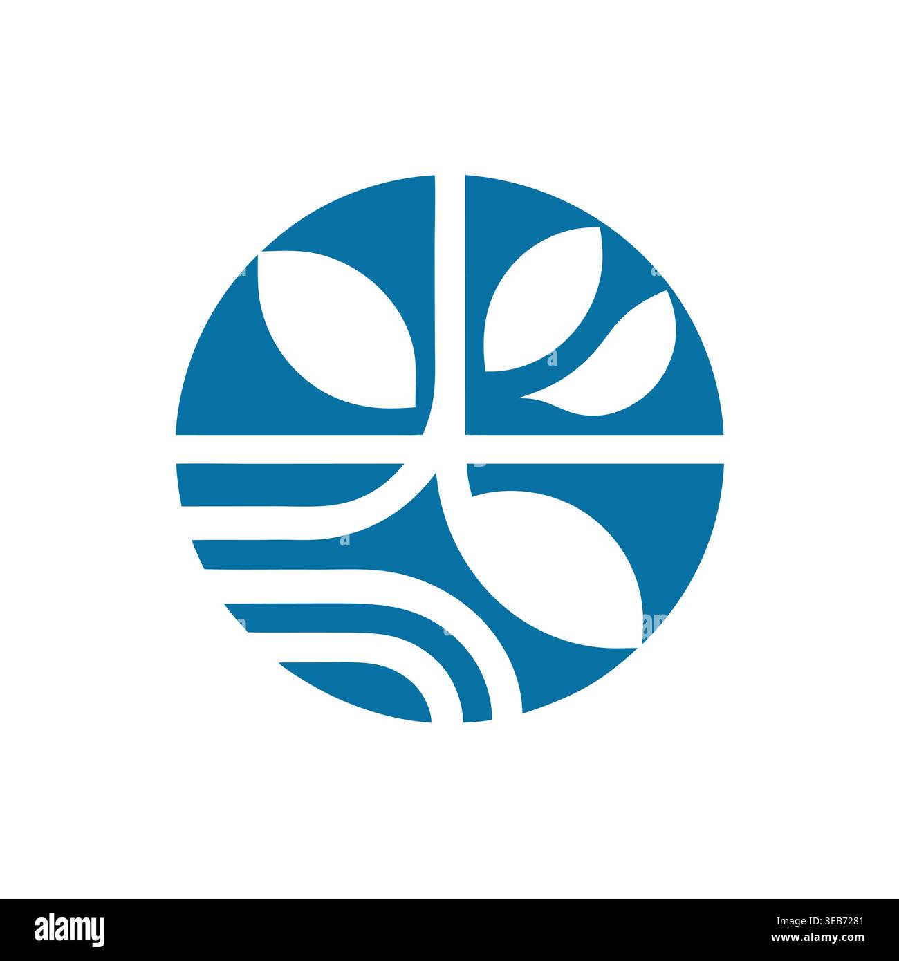 Blue Circular Leaf Motif Stock Vector
