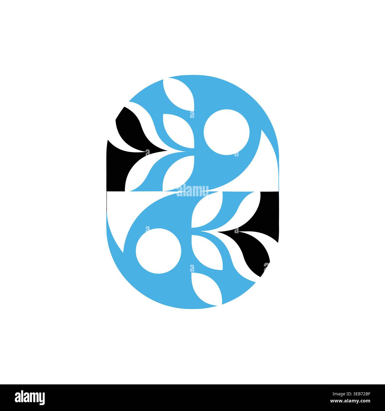 Blue Black Floral Circle Stock Vector