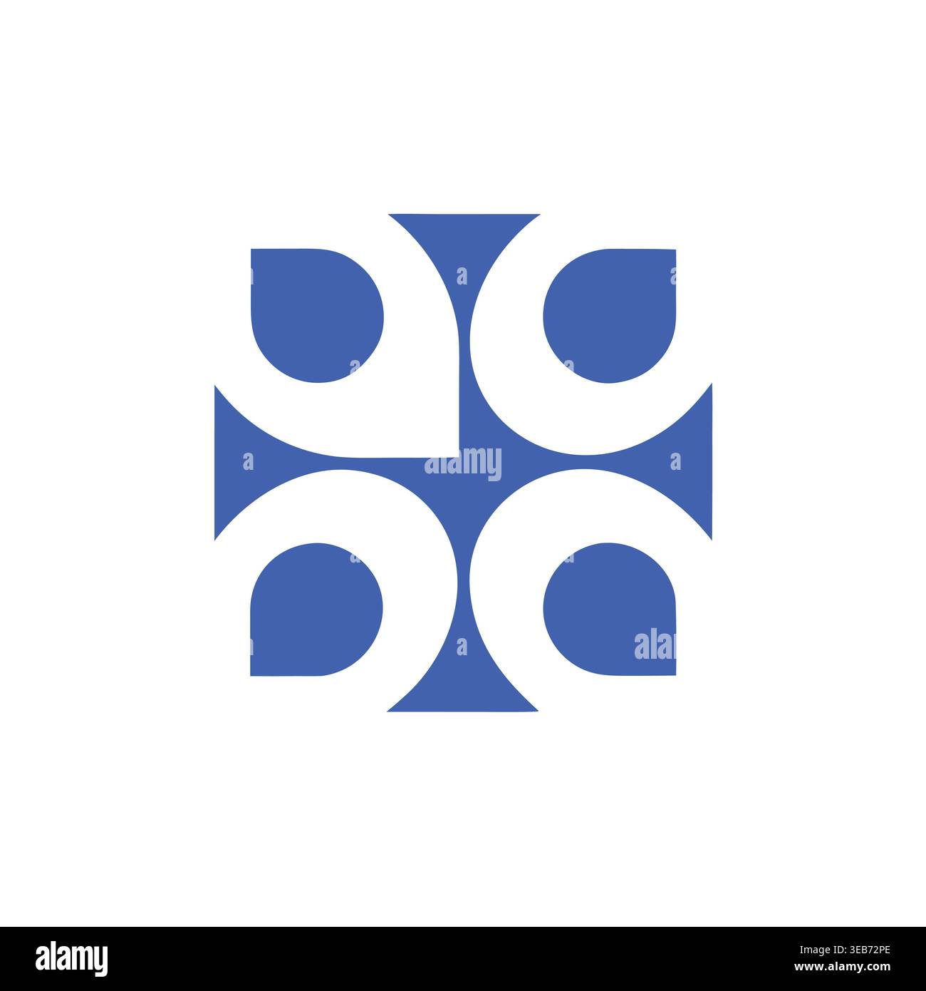 Symmetrical Abstract Quad-Pin Emblem Stock Vector
