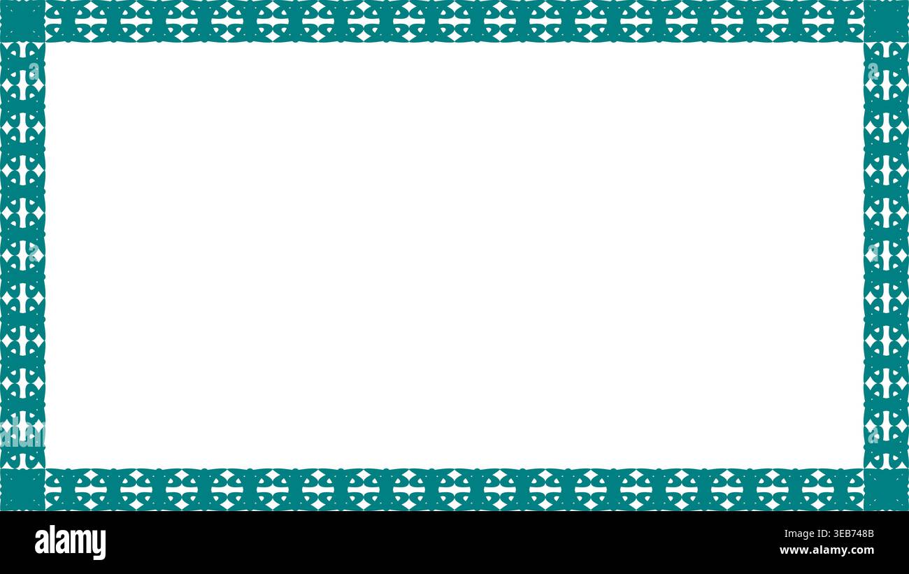 Teal decorative geometric frame border, stylish rectangular outline for certificates, invitations, documents, and creative design projects Stock Vector