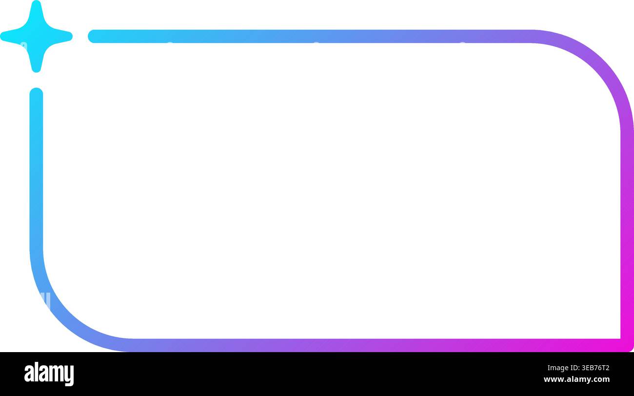 AI gradient rectangle speech bubble. Artificial intelligence neon chat box with star. Tech text frame with blue pink gradient. Neural network bar Stock Vector