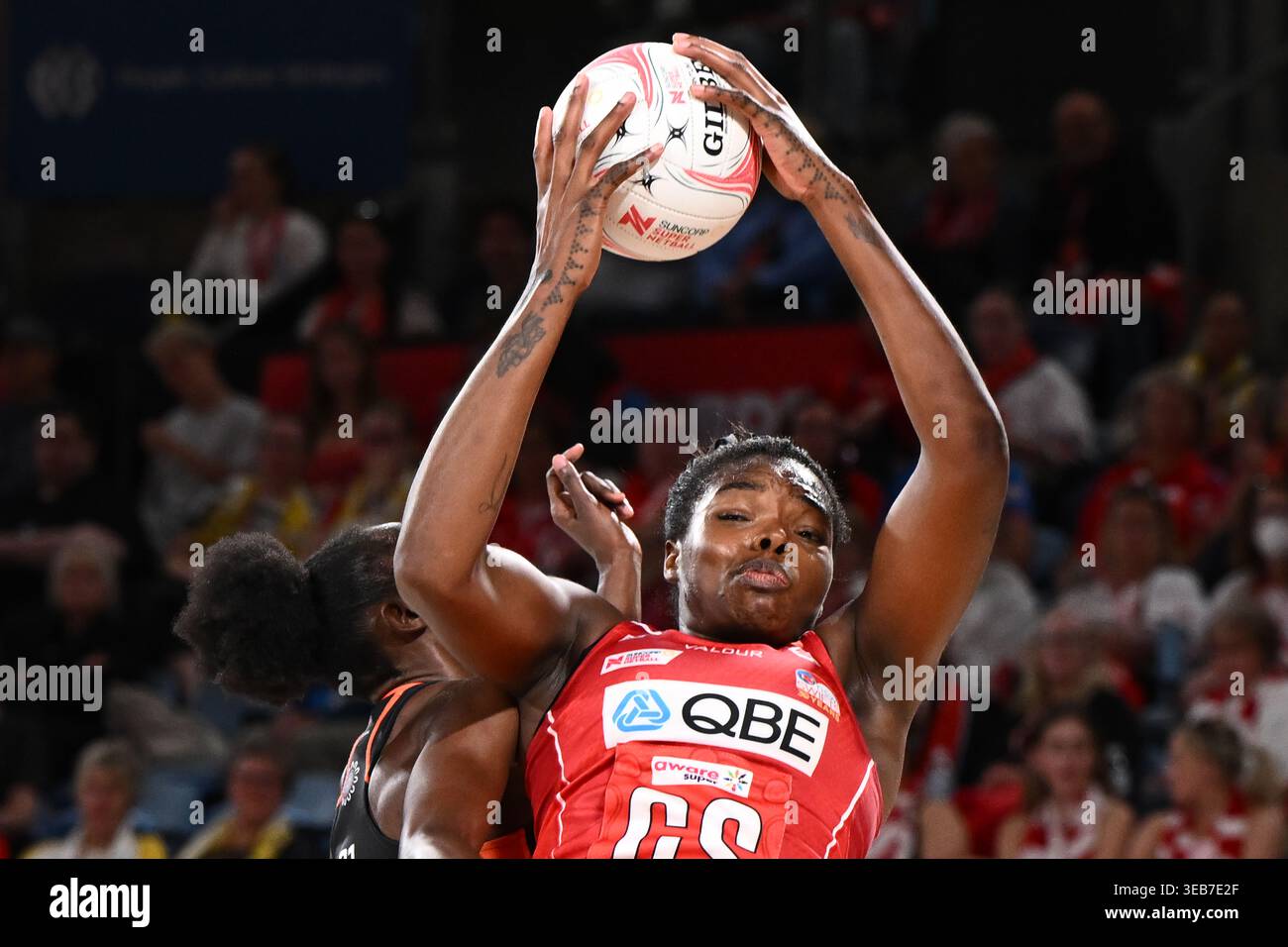 Grace Nweke of the Swifts during the Super Netball Round 7 match ...