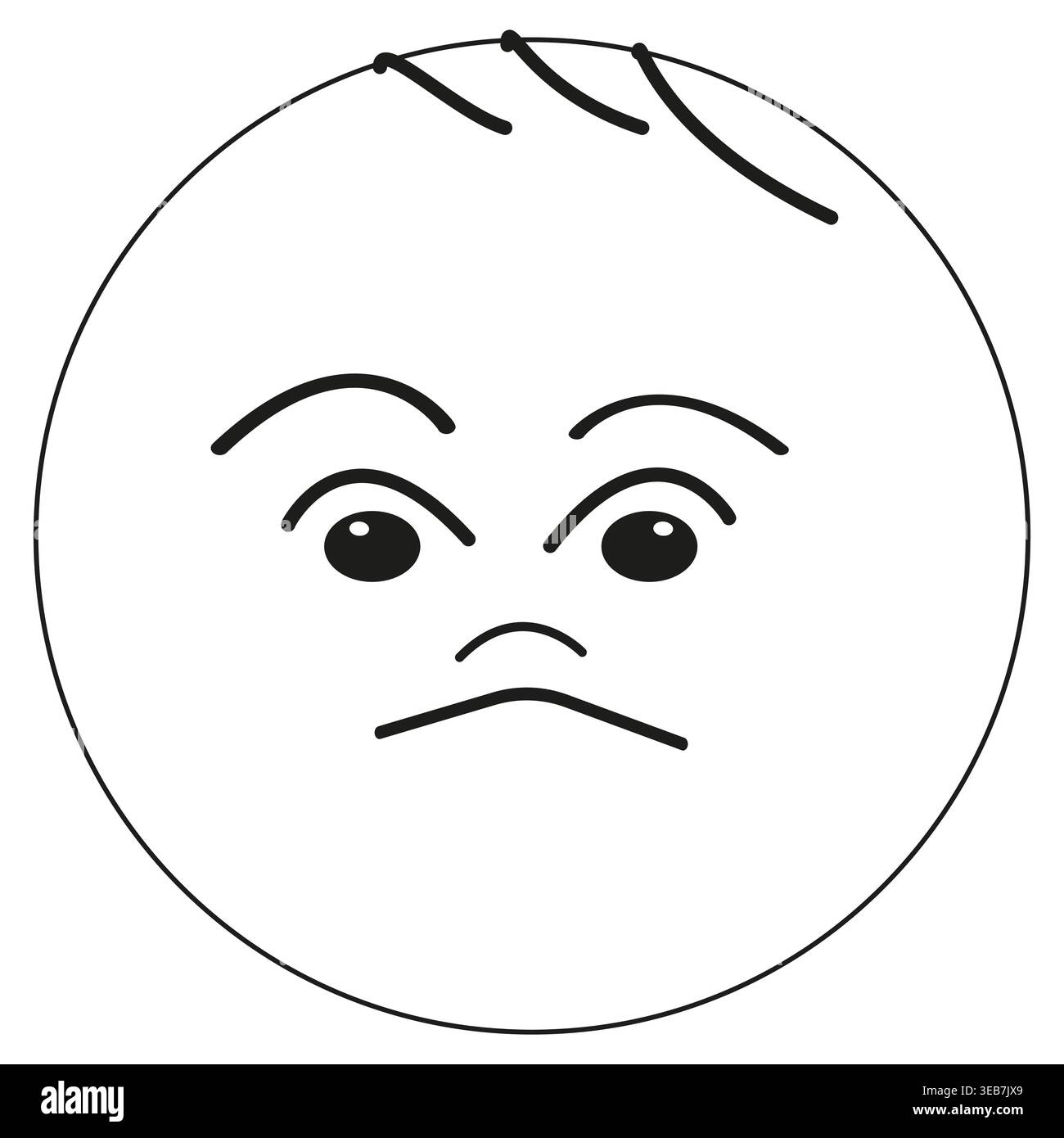 Serious face emoticon. Neutral emotion vector. Calm character head ...