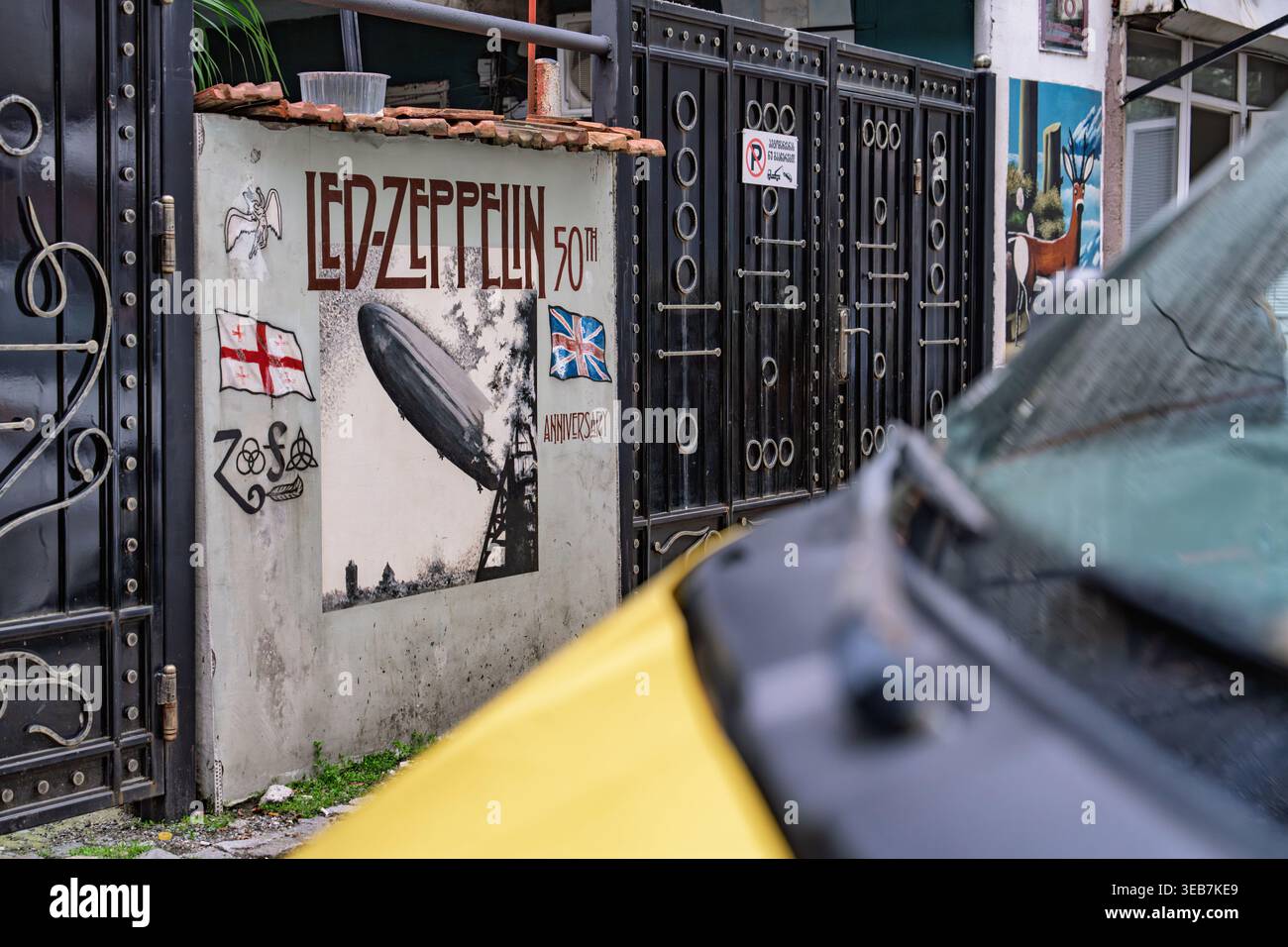 Batumi, georgia 21 april 2026: led zeppelin mural celebrating 50th ...