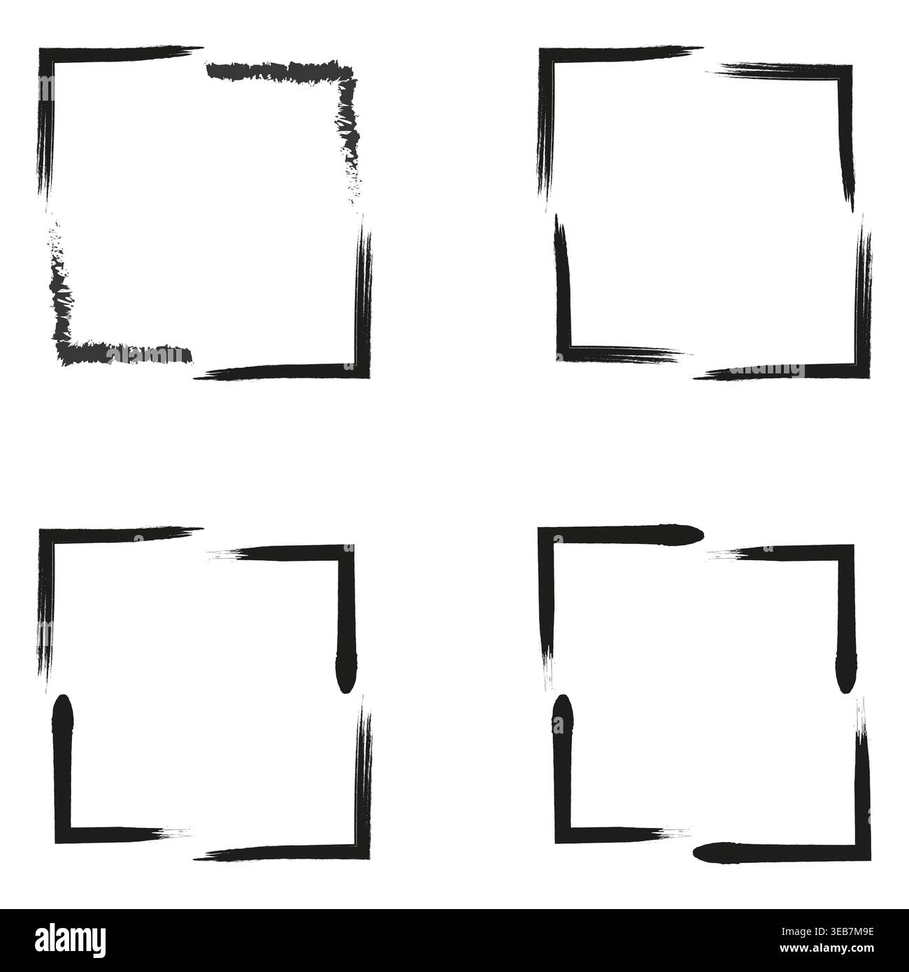 Ink brush frame. Grunge border square. Rough paint shape. Vector bold frame Stock Vector