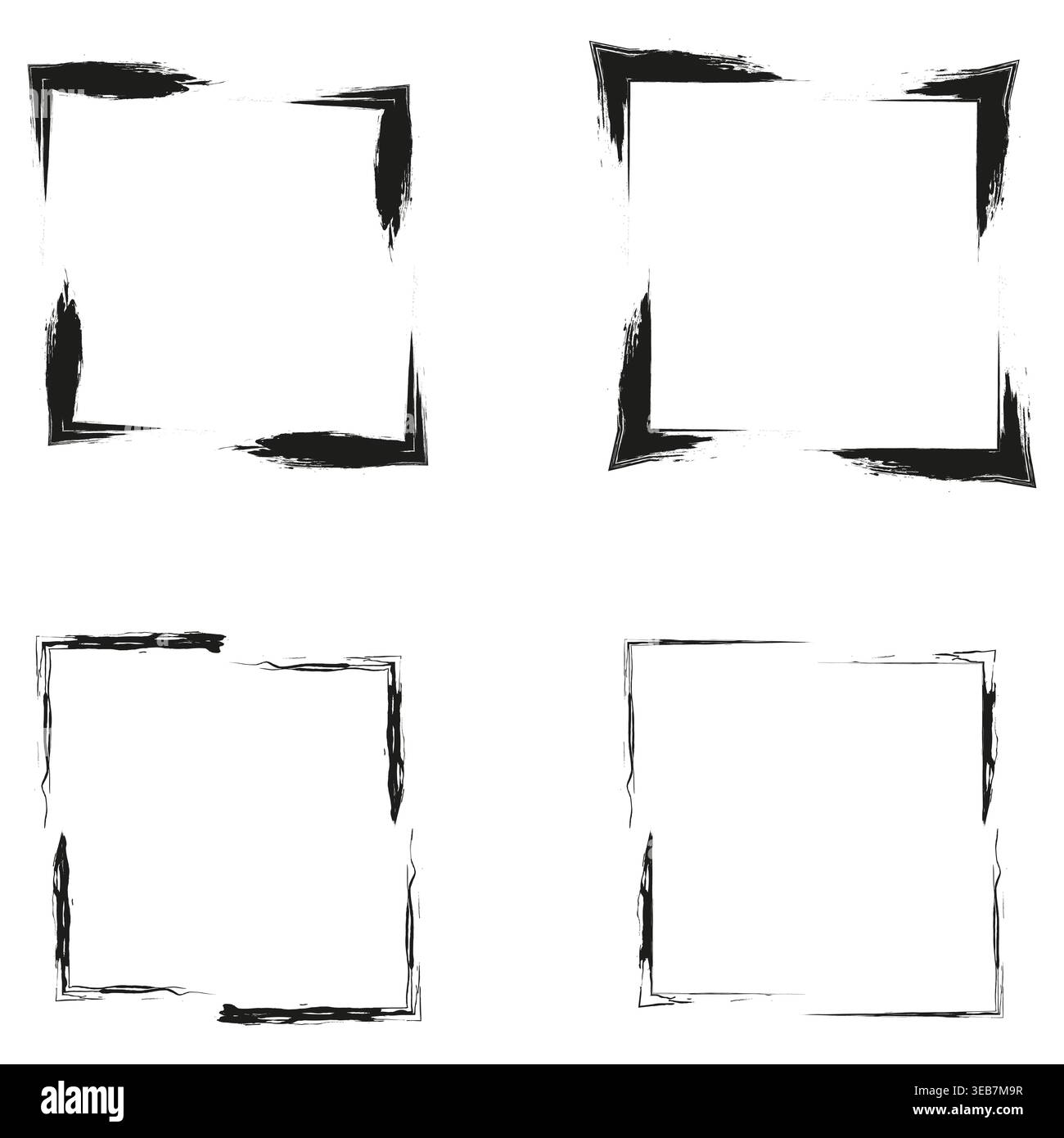 Brush paint frame. Grunge border square. Rough stroke shape. Vector artistic frame Stock Vector
