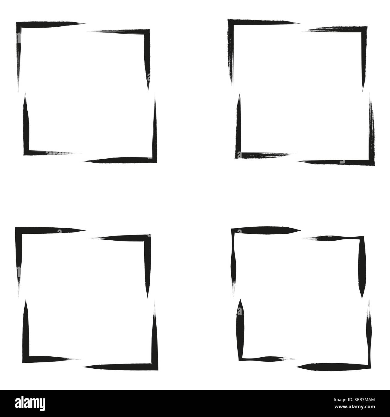 Grunge corner border. Brush stroke shape. Rough square outline. Vector abstract element Stock Vector