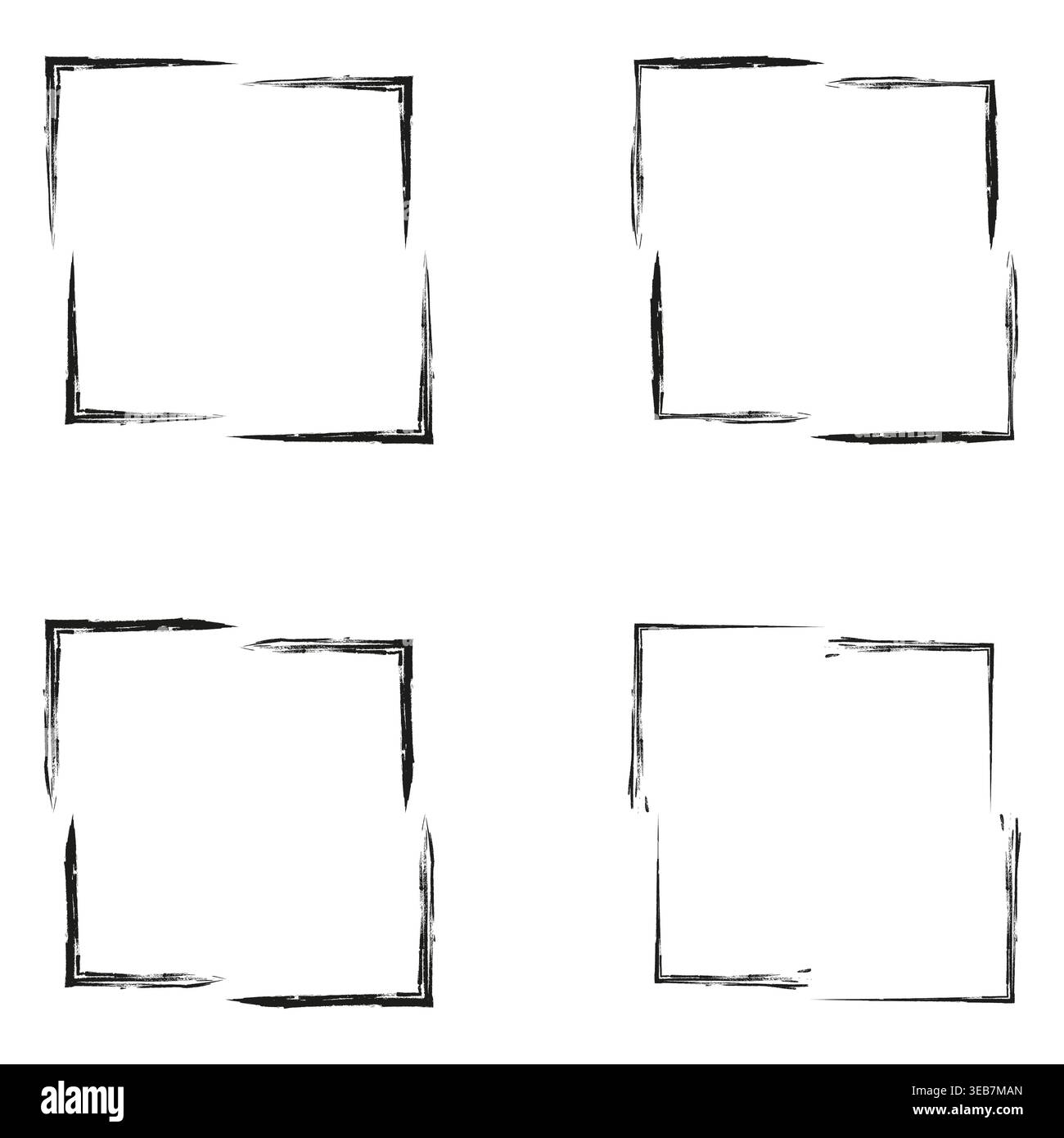 Brush stroke frame border. Square rough outline. Abstract paint element. Vector design Stock Vector