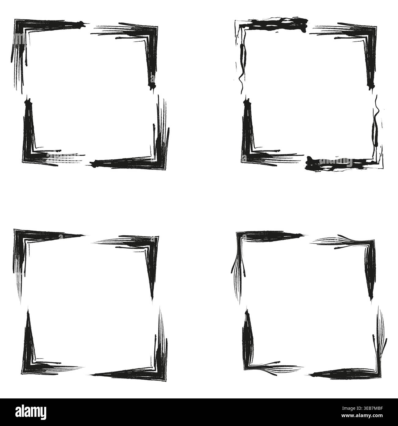 Brush paint frame. Grunge border square. Bold stroke shape. Vector expressive frame Stock Vector