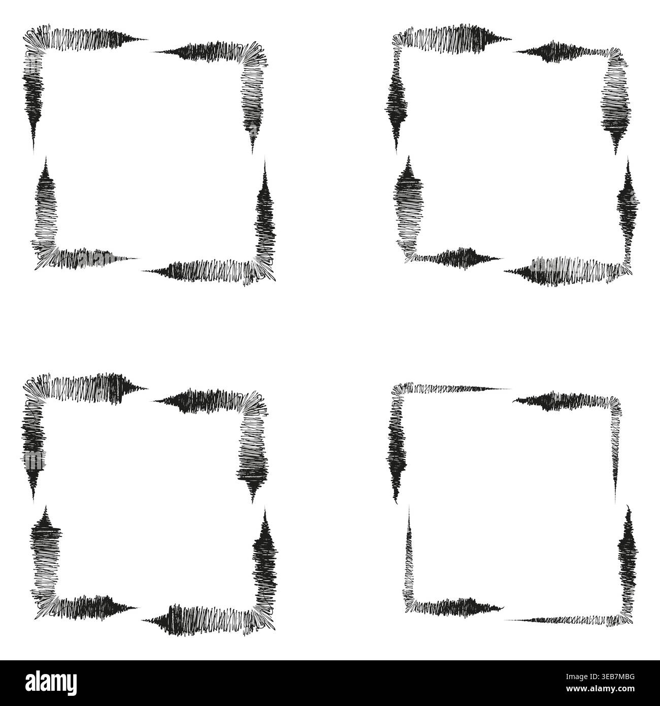 Sketch stroke frame. Scribble border square. Rough line shape. Vector abstract frame Stock Vector