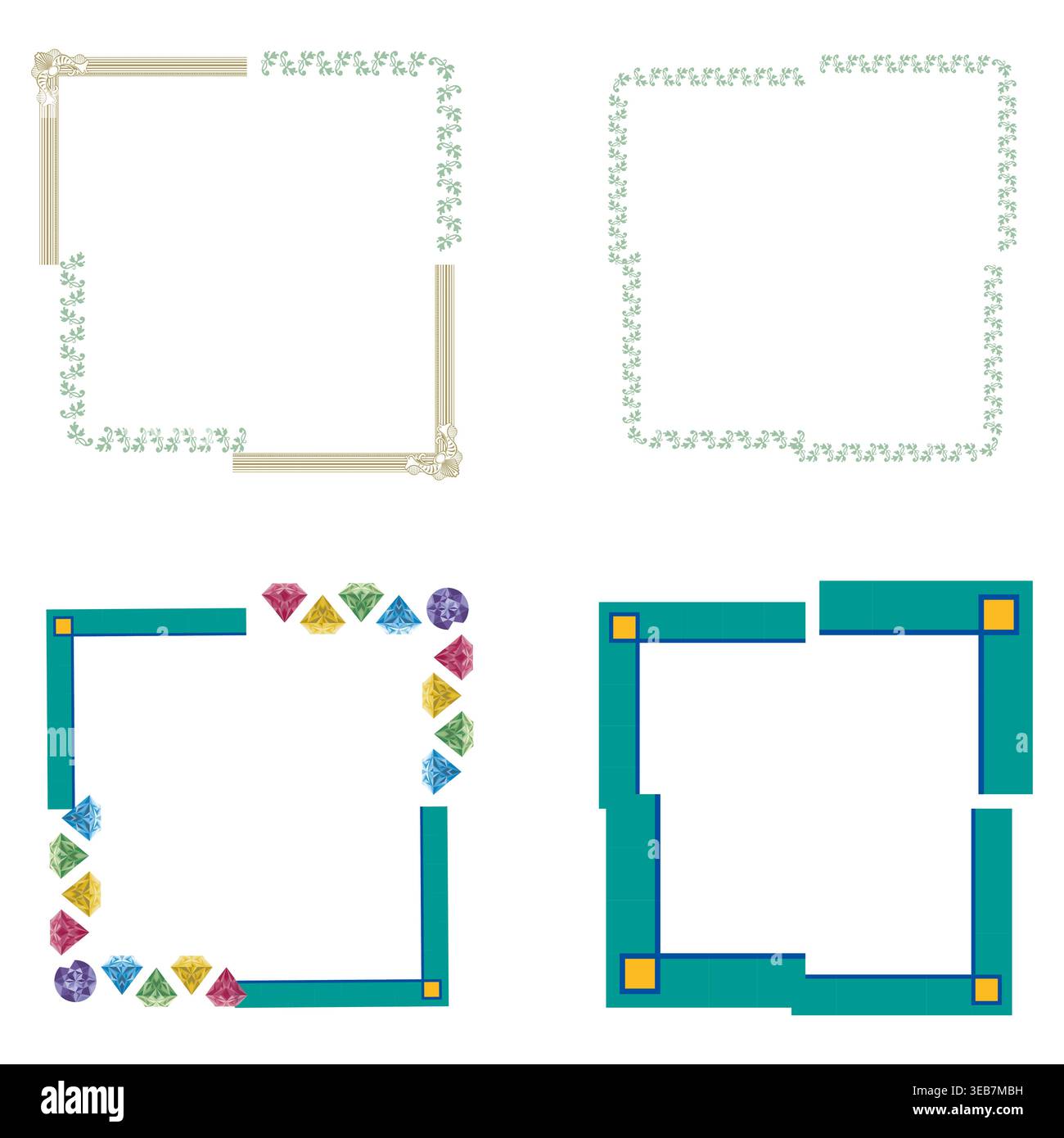 Classic decorative frame borders. Elegant square ornamental outlines set. Vector illustration Stock Vector