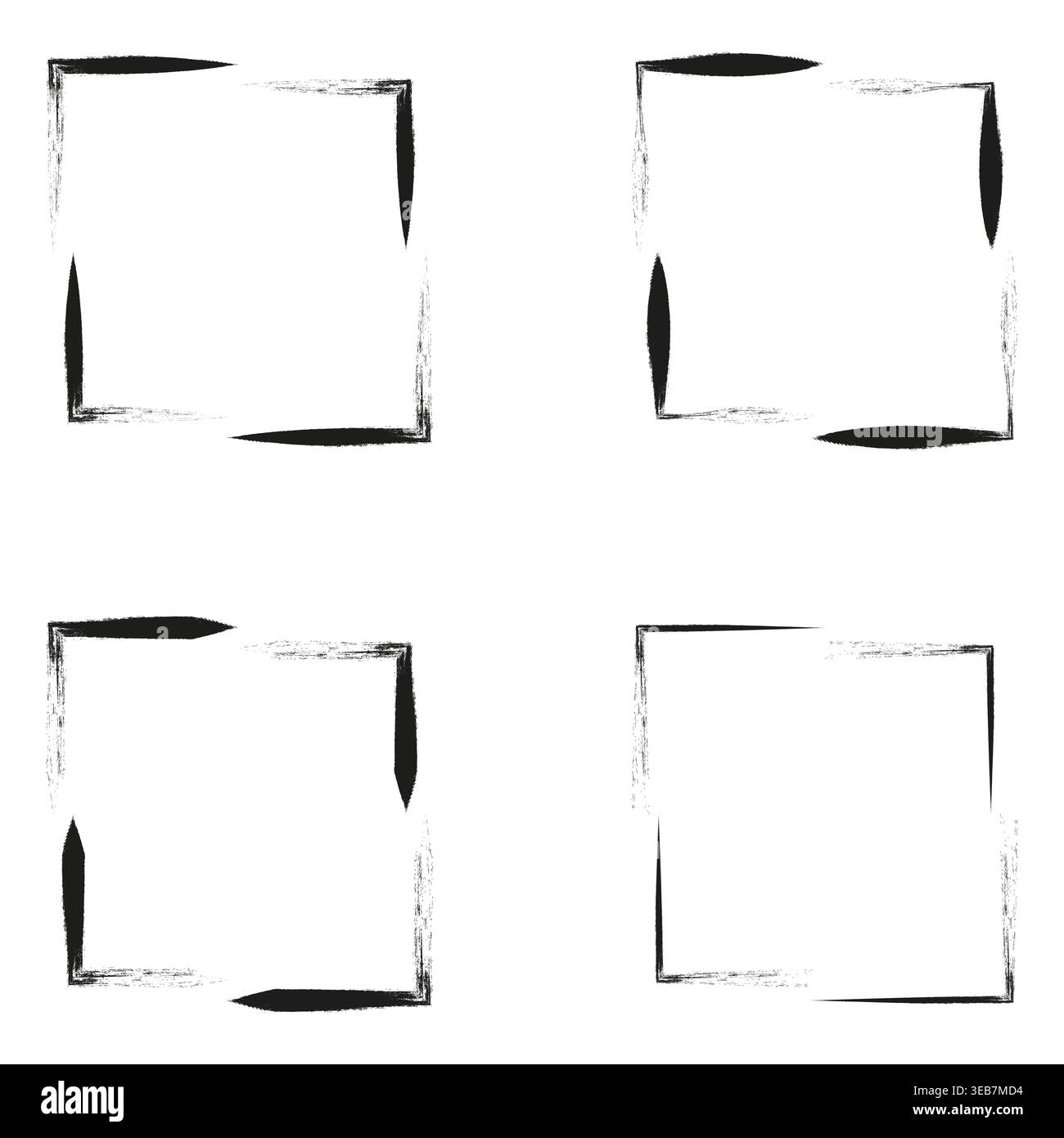 Sketchy square frames. Textured border set. Vector hand strokes. Rough pencil boxes Stock Vector