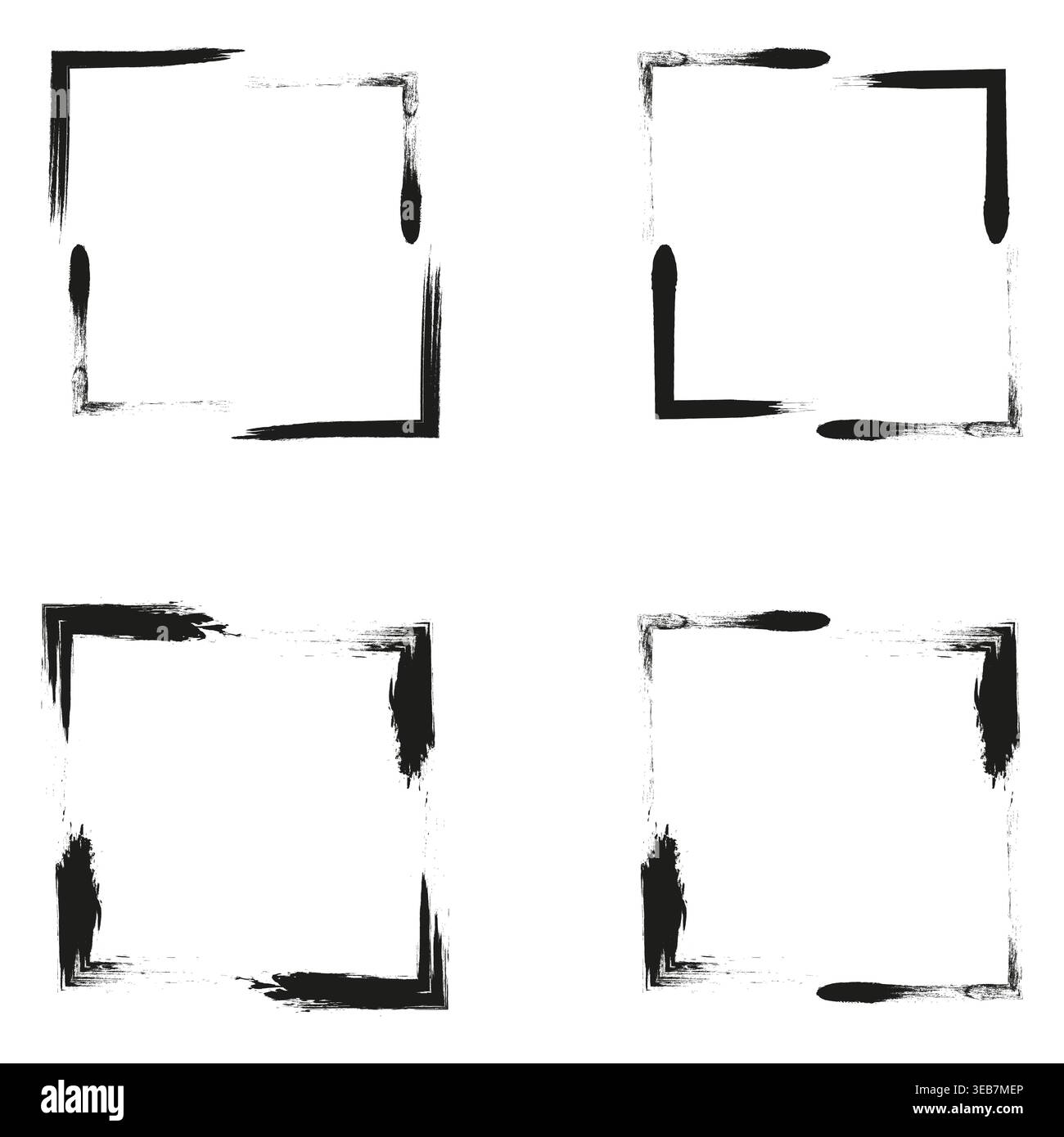 Broken square frames. Sharp line borders. Vector corner strokes. Fragmented box set Stock Vector