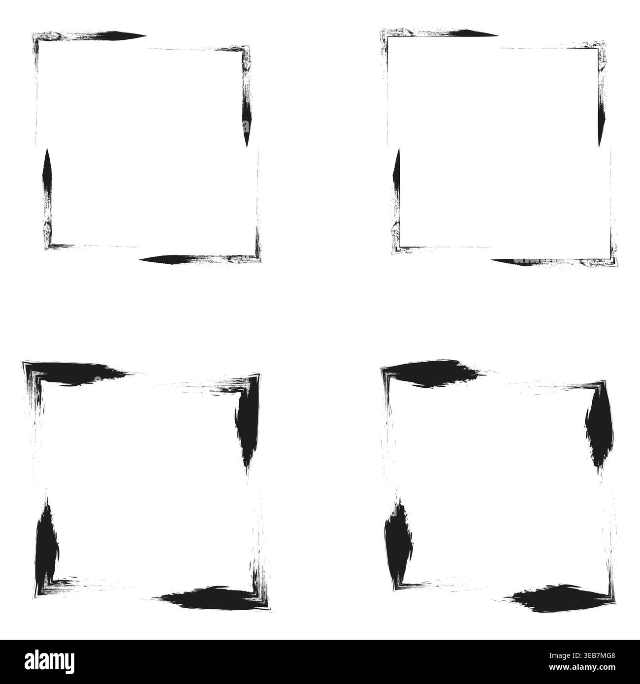 Broken square frames. Sharp line borders. Vector corner strokes. Fragmented box set Stock Vector