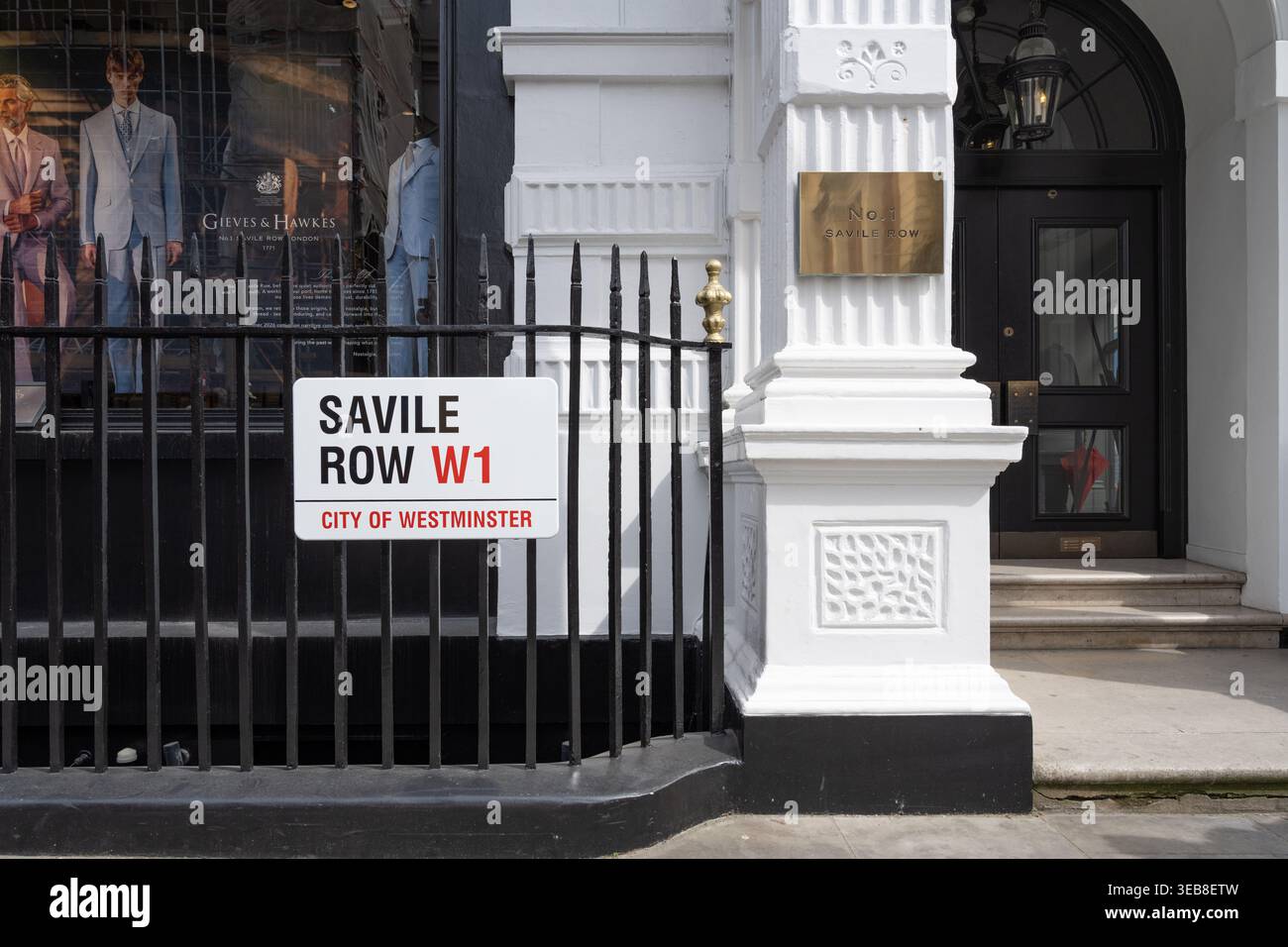 London, United Kingdom. April 8th 2026. Street sign for Savile Row in ...