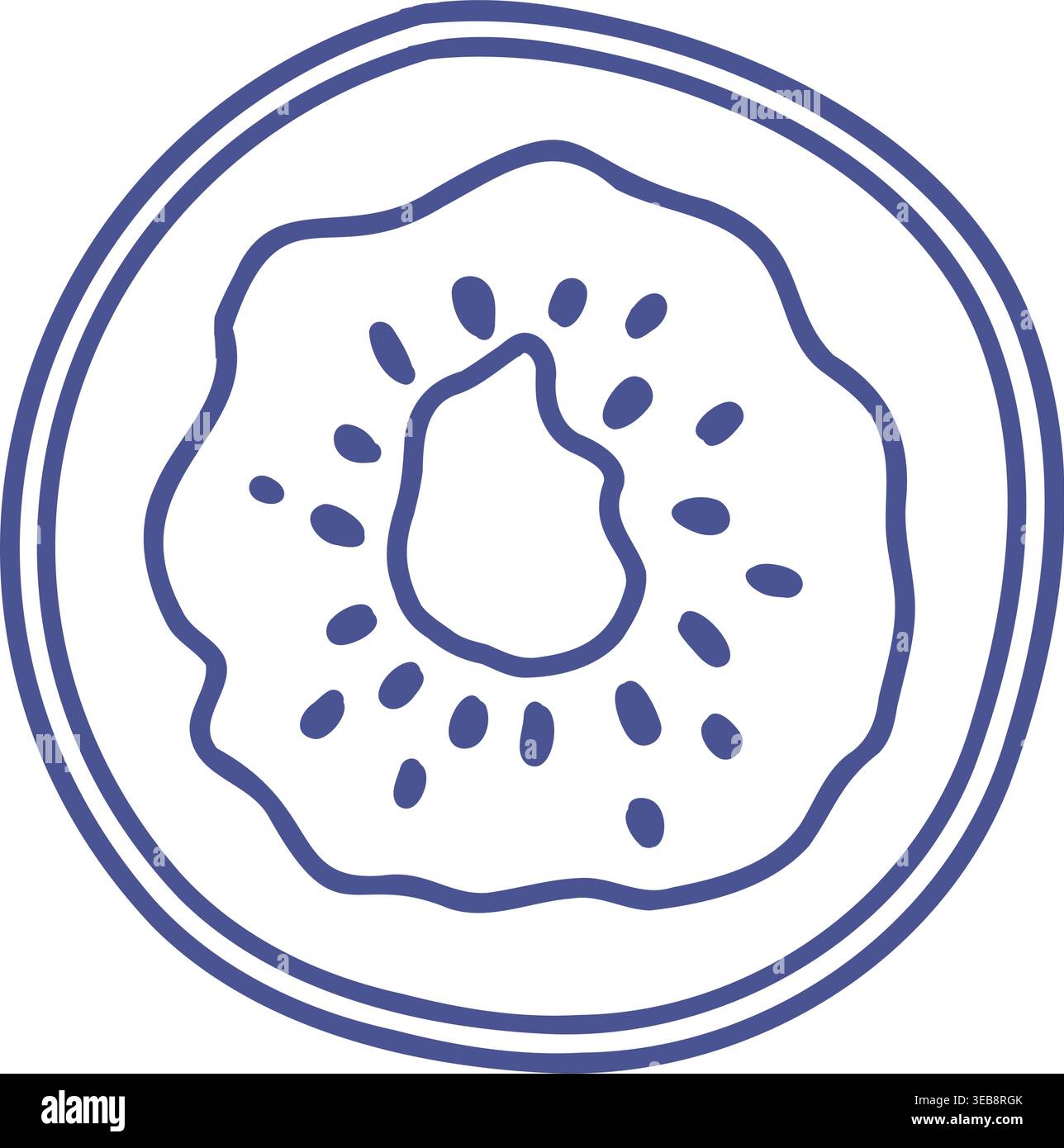 Kiwi fruit slice vector line art illustration. Stock Vector