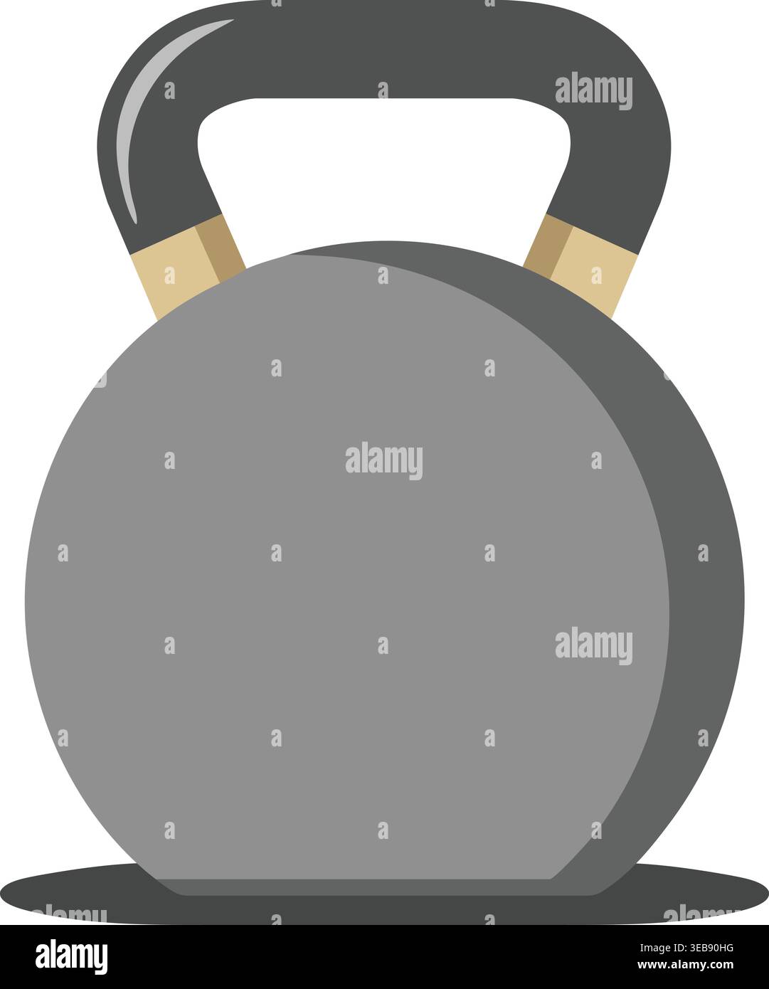 Simple fitness illustration of a gray kettlebell with a wide rounded body and a thick black handle. Stock Vector