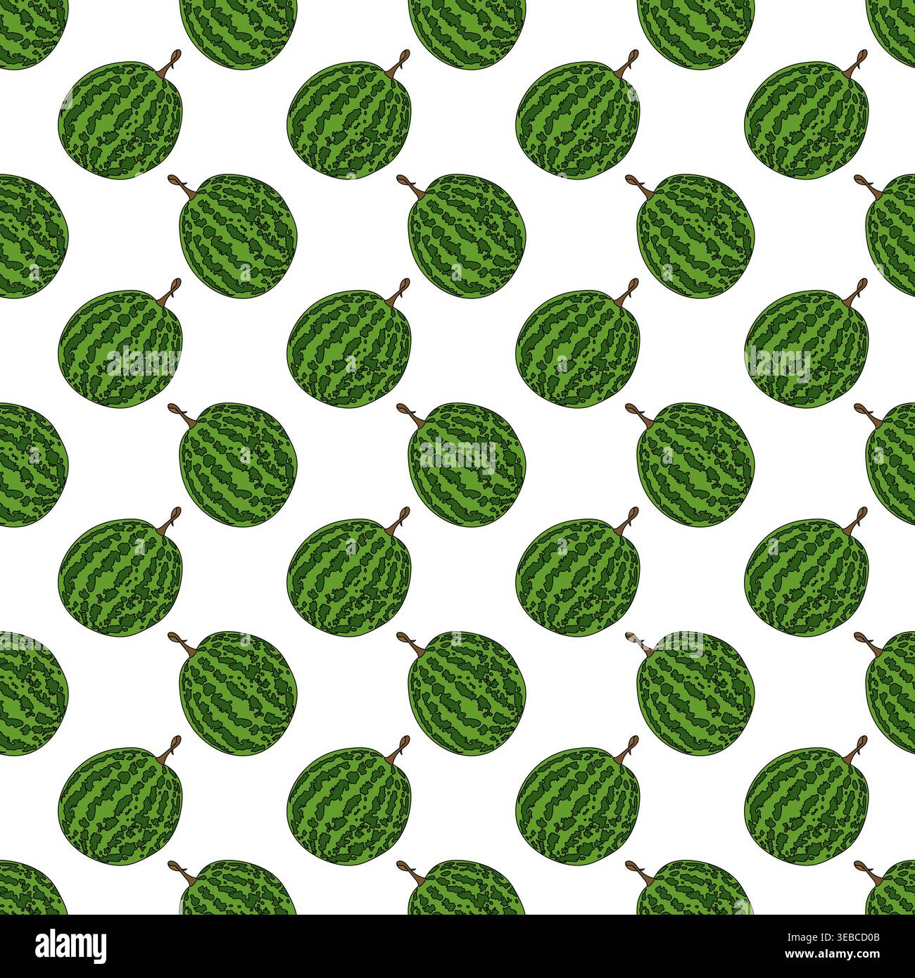Watermelon in cartoon style. Seamless pattern. Vector illustration. Stock Vector