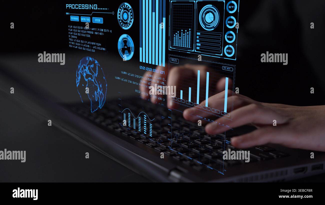 Data analytics and big data strategy for real-time analytics, predictive data modeling, business intelligence analytics, and data-driven decision Stock Photo