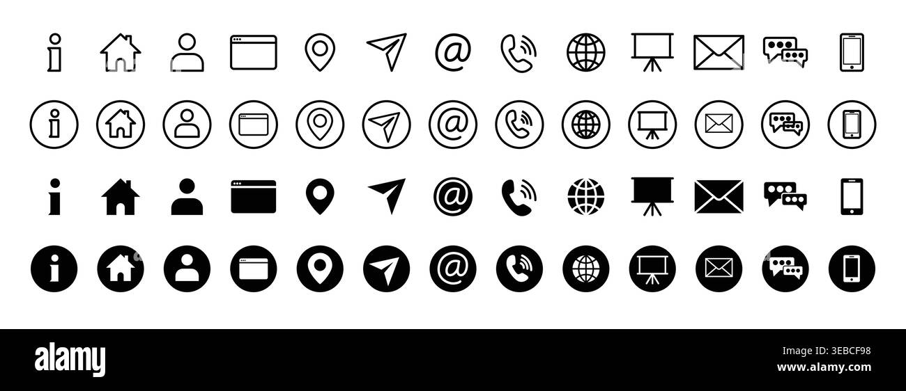 Minimal business user interface icon set with line and solid styles Stock Vector