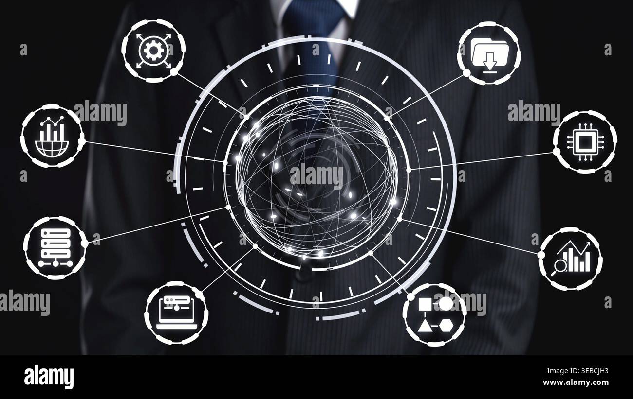 Concept of big data processing and analysis using big data architecture enables insights, big data visualization, and big data integration. Gist Stock Photo