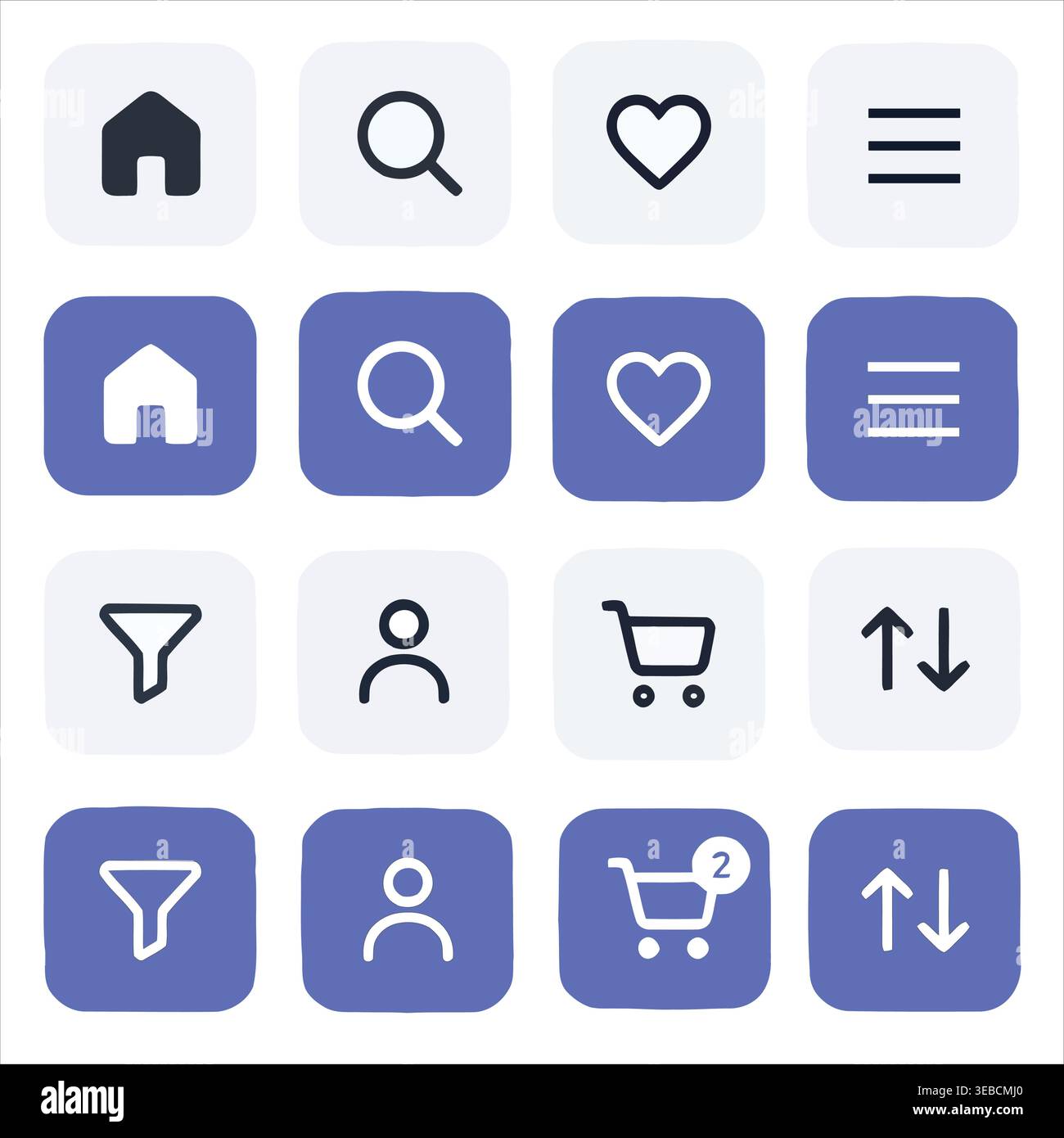 Modern Squircle UI Icon Pack for Dashboard and Software Interface Design Stock Vector
