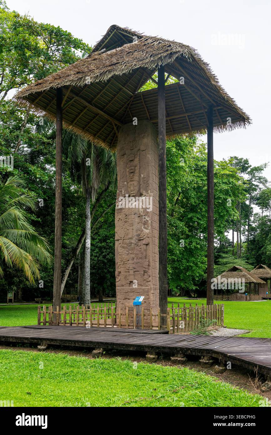 Mayan Stele E in Quirigua, Guatemala. Stock Photo