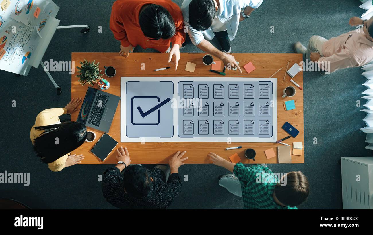 Task management concept illustrating digital checklist, document organization, and workflow tracking for project planning and productivity. Parse Stock Photo