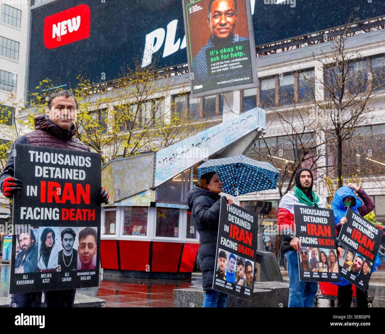 Toronto, Canada. 25th Apr, 2026. Demonstrators line up along Yonge ...