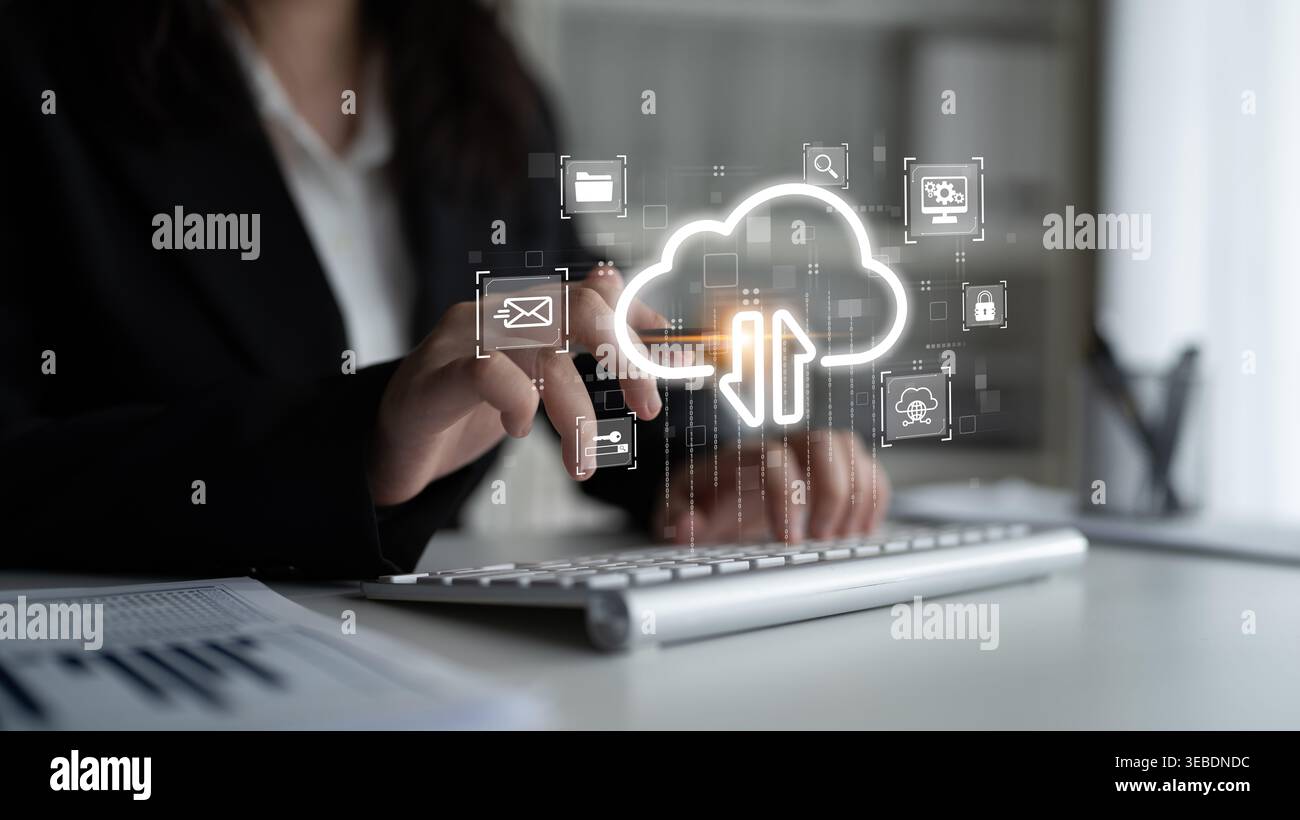 Cloud computing enables digital growth with secure data storage, scalable infrastructure, and strategic cloud-based business solutions. Latch Stock Photo