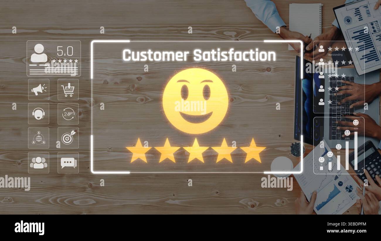 Client Satisfaction Face A vibrant representation of customer satisfaction featuring a smiley ...