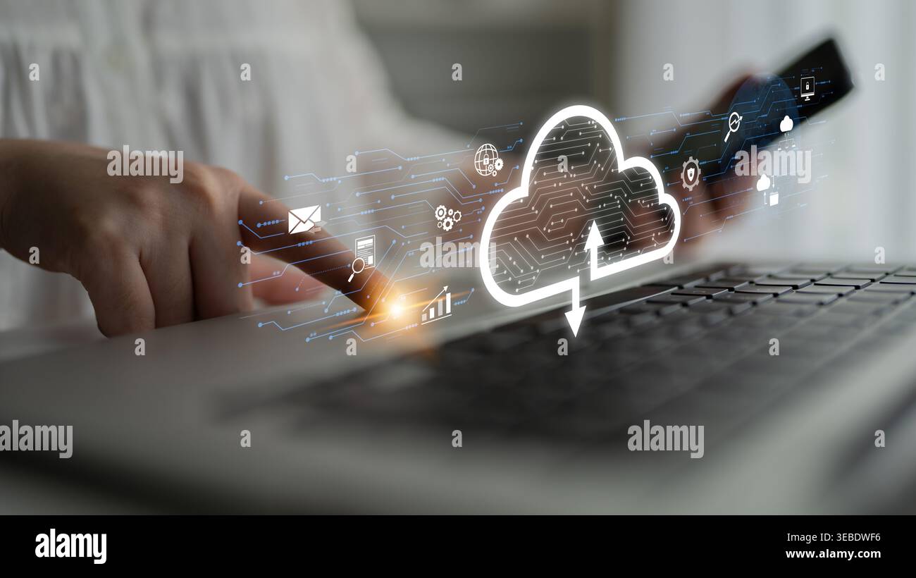 Cloud computing enables digital growth with secure data storage, scalable infrastructure, and strategic cloud-based business solutions. Latch Stock Photo