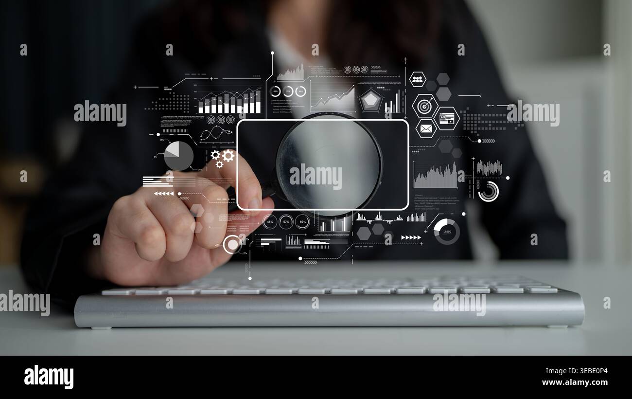 Data analytics and big data strategy for real-time analytics, predictive data modeling, business intelligence analytics, and data-driven decision Stock Photo