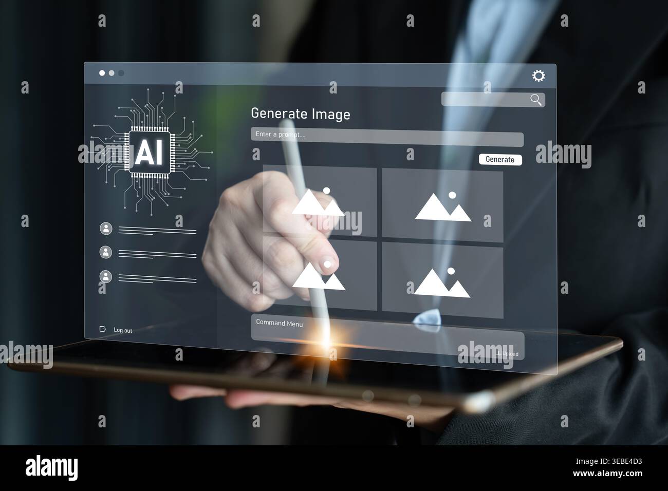 AI image generator interface enables image, AI, and generator process by converting user prompt into visual content using intelligent algorithms Latch Stock Photo