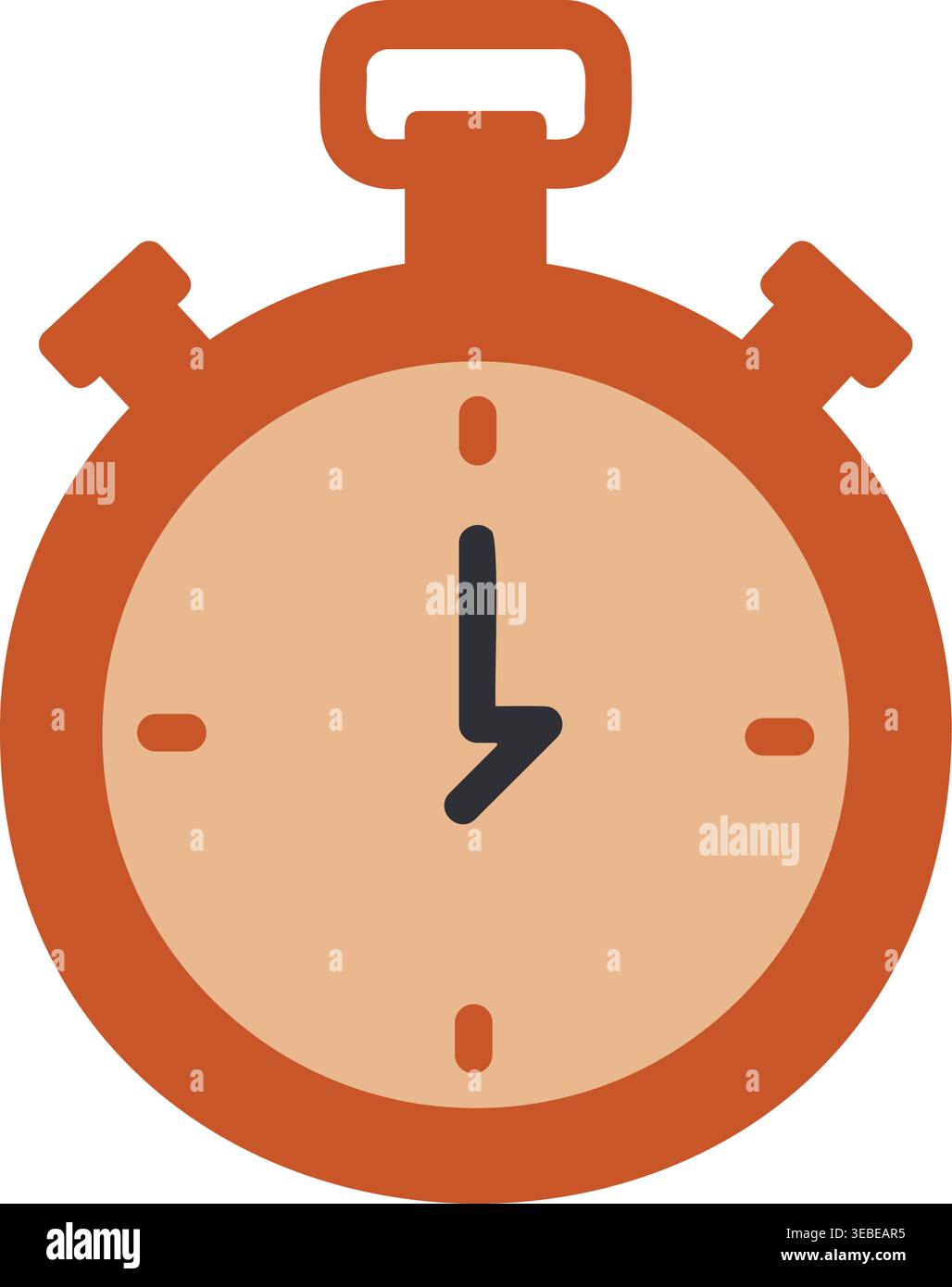 Simple illustration of a round stopwatch with a top button and visible clock hands Stock Vector