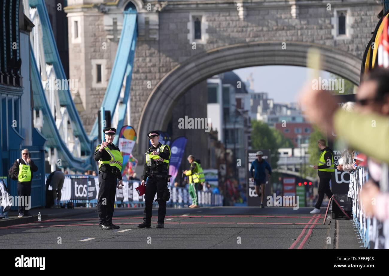 City of London Police on Tower Bridge ahead of the 2026 TCS London ...
