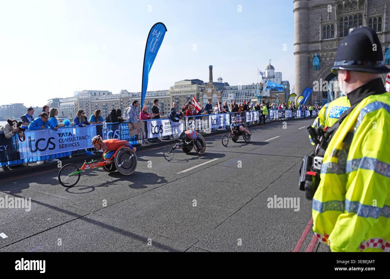 Wheelchair participants on Tower Bridge during the 2026 TCS London ...