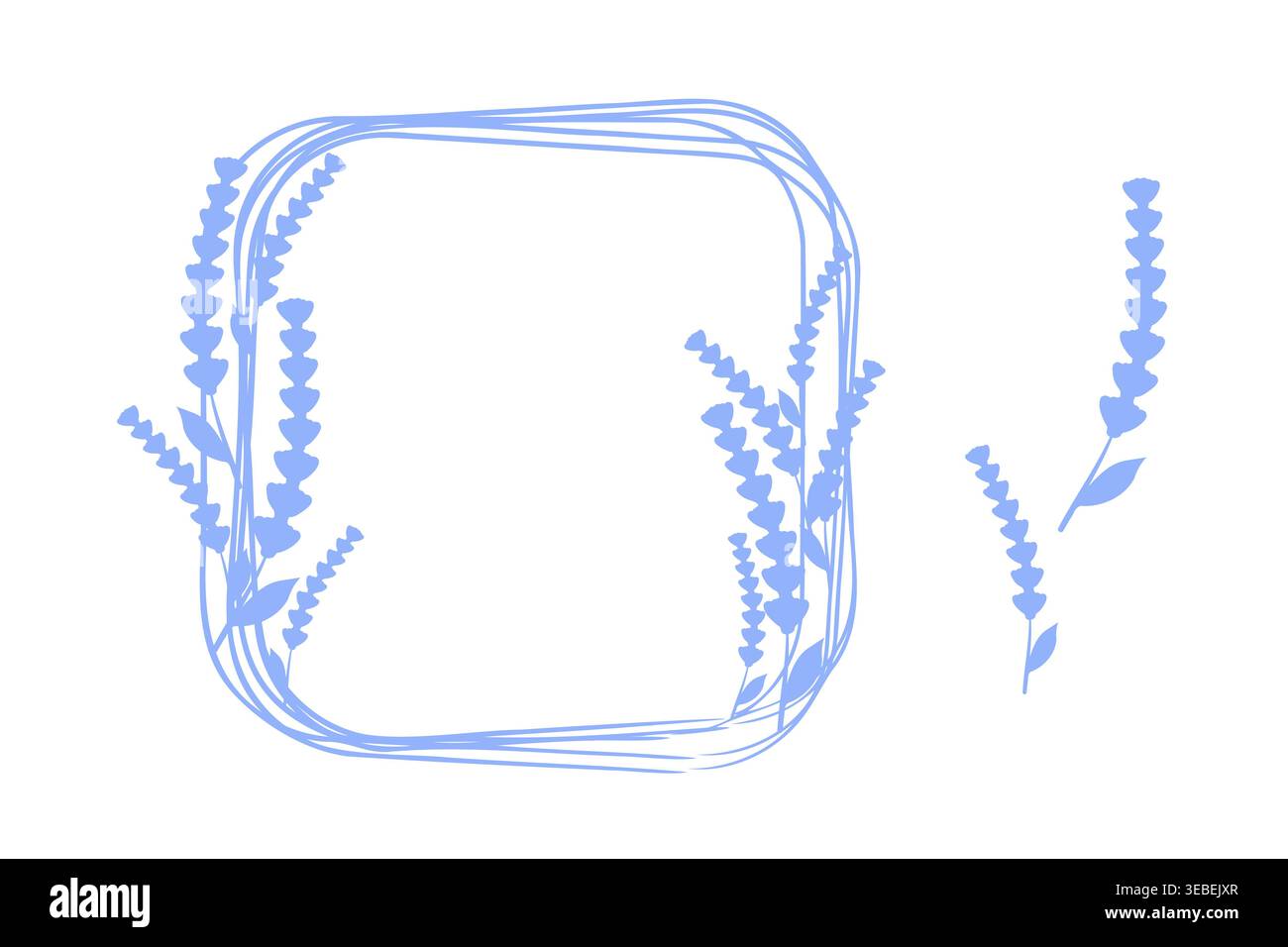 This design presents a delicate periwinkle lavender floral frame. Stock Vector